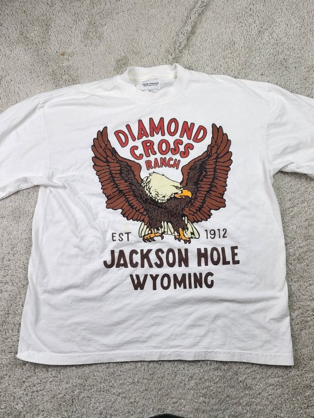 Diamond Cross Ranch T Shirt Eagle Jackson Hole WY White Size XL Cowboy USA Y2K